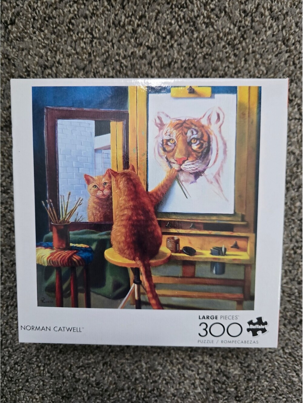 Norman Catwell 300 Piece Jigsaw Puzzle - Cat Painting Tiger Portrait